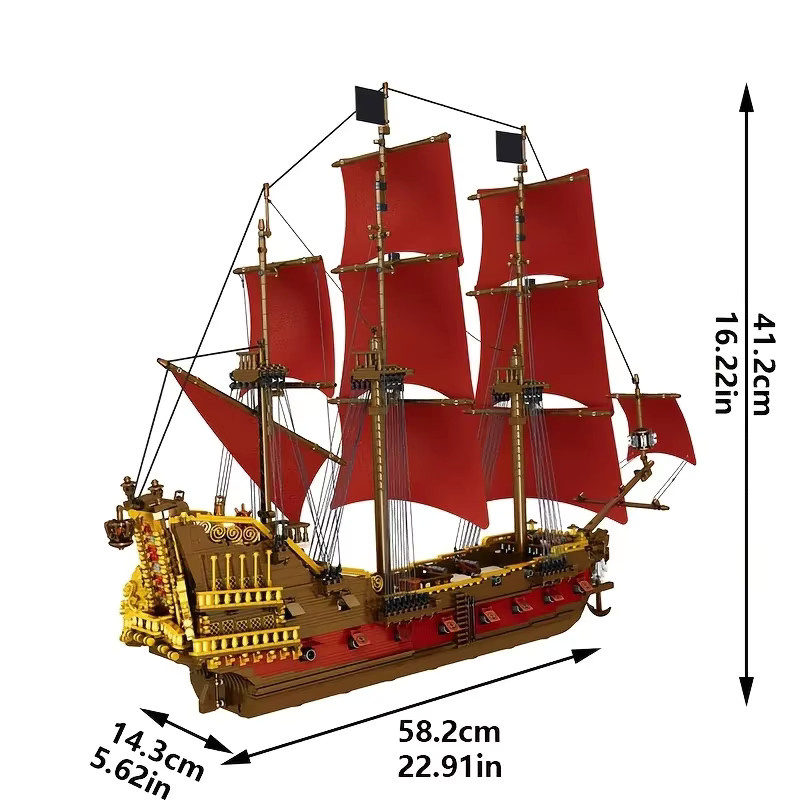 barweer Queen Anne's Revenge Piratenschiff, Bausatz, 4.469 Teile, Rot - Bild 5