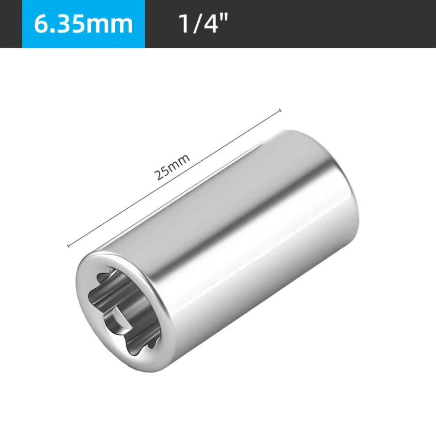 DAZZLEEX 2er Set Bit-Adapter 1/4 Zoll Vierkantantrieb auf 1/4 Zoll Sechskant in Silber - Bild 2