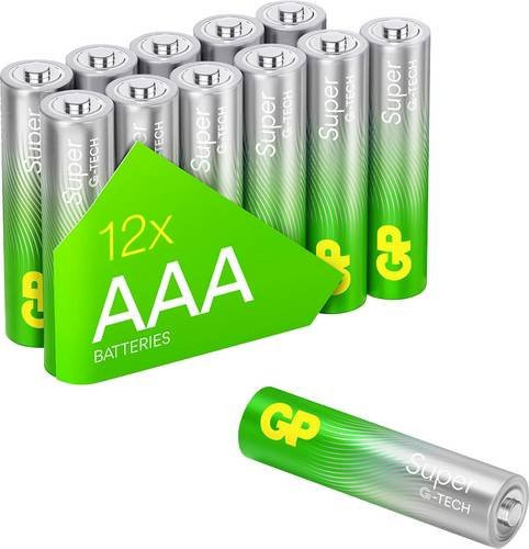 GP Super Micro AAA Alkali-Mangan Batterien 1,5 V, 12 Stück, Grün - Bild 1