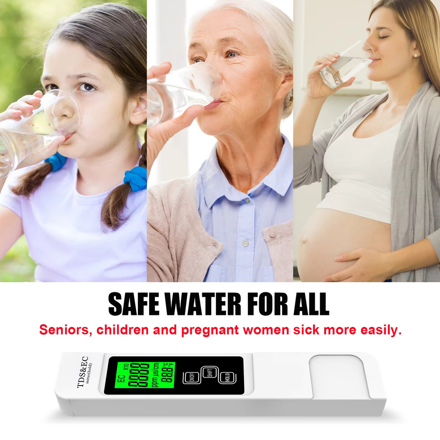 NJTY A5 4-in-1 Digitaler Wasserqualitätstester mit Hintergrundbeleuchtung zur Messung von TDS, EC und Temperatur in PPM für Wasserhahn, Brunnen und Pool - Bild 4