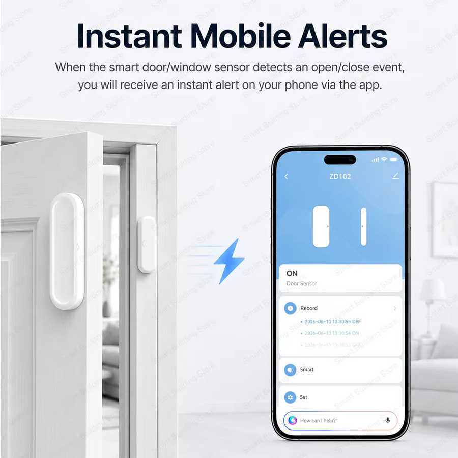Tuya Zigbee WiFi Magnetsensor IP65 wasserdichter Tür- und Fenstersensor für Smart Home Automatisierung in Weiß - Bild 2