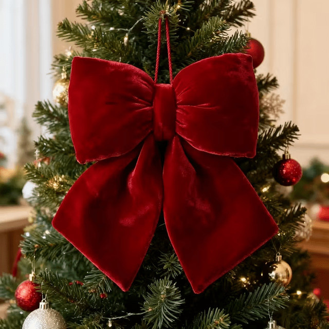 DUTRIEUX Weihnachtsdekoration mit roter Schleife aus Textil für Weihnachtsbaum und Party - Bild 1
