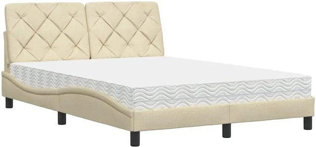 vidaXL Bett mit Matratze in Creme und Beige aus Stoff mit Polsterrahmen B/T/H: 140 x 200 x 145 cm - Bild 1