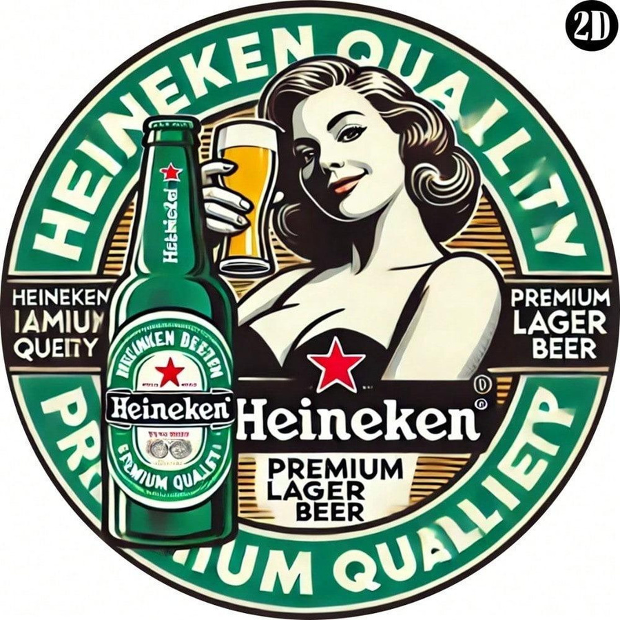Heineken Vintage Metall Bier Schild Wandkunst im amerikanischen Stil, bunt - Bild 2