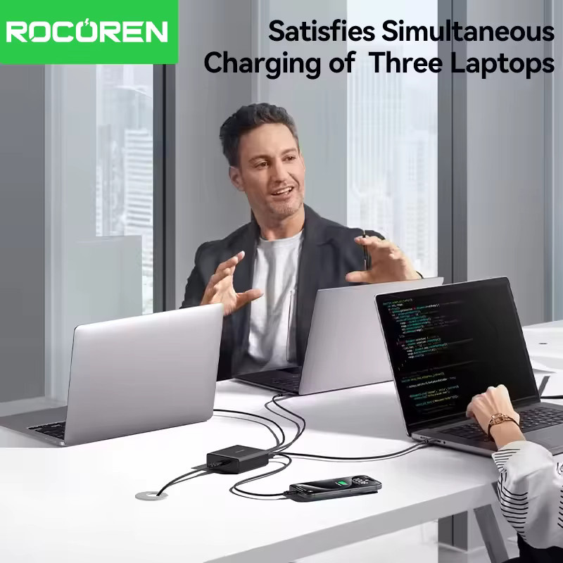 Rocoren 8-in-1 USB-Ladegerät 200W Desktop-Schnellladestation mit USB-C in Schwarz - Bild 3