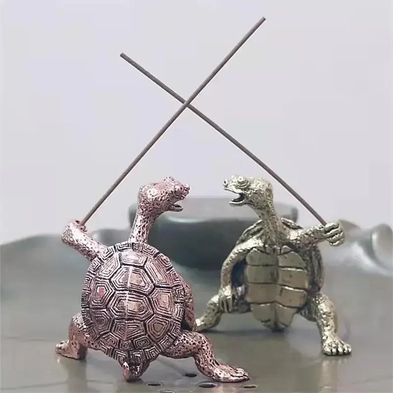Yiran Furniture Weihrauchhalter Schildkröte in Bronze und Gold aus Zinklegierung im Vintage-Design - Bild 2