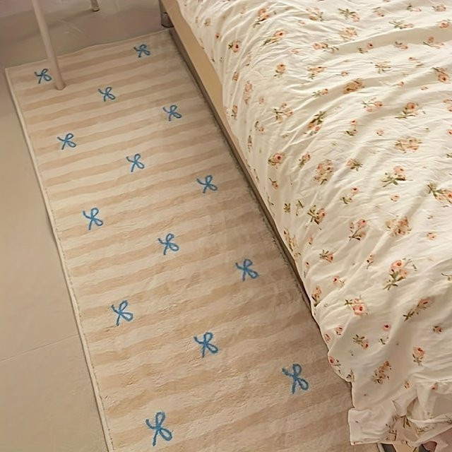 VIKAMA Schleifen Teppich mit weichem Kurzflor für Schlafzimmer und Wohnbereich, Rechteckig, B/T/H: 160 x 50 x 50 cm - Bild 1