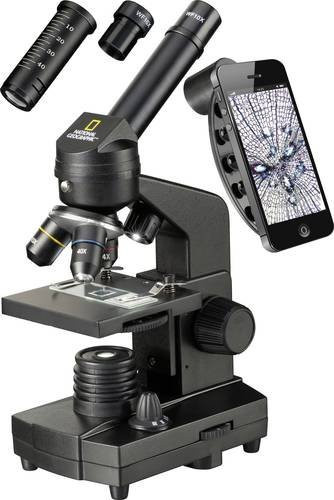 National Geographic 9039001 Mikroskop mit Smartphone-Halterung, Monokular Durchlicht- und Auflichtmikroskop in Schwarz - Bild 1