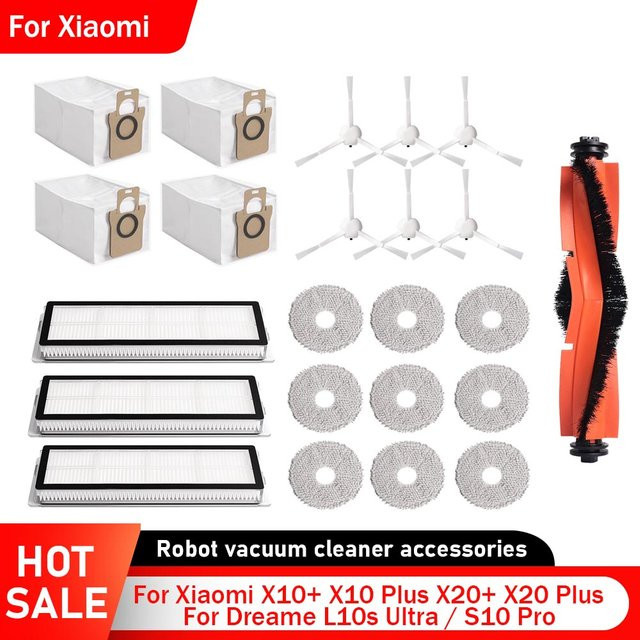 Zubehör-Set für Dreame L10s Ultra und S10 Pro sowie Xiaomi X10 Plus und X20 Plus mit Staubbeuteln, Filtern, Mopps und Seitenbürsten - Bild 1