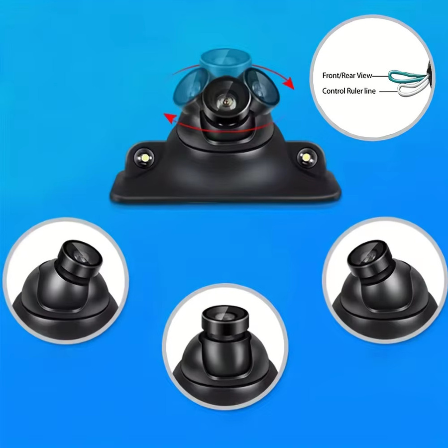 QueenDer 360 Grad rotierende Auto-Multifunktionskamera in Schwarz mit Nachtsicht, 2 LEDs, CCD und Weitwinkelobjektiv für CVBS-Displays - Bild 3
