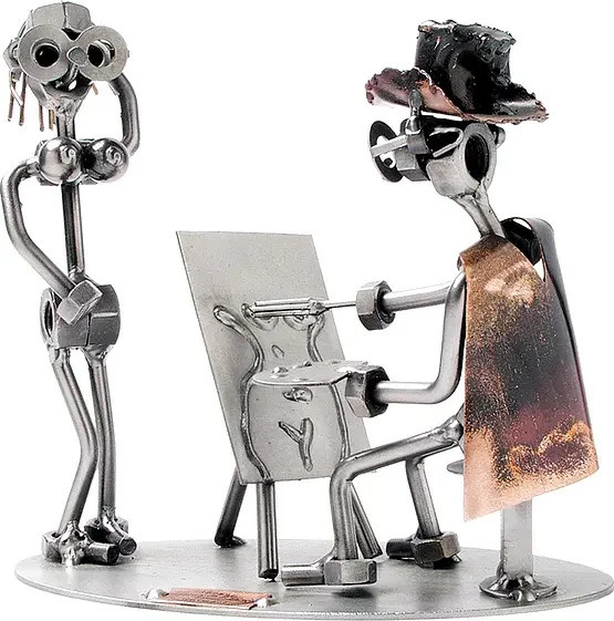 Hinz & Kunst Aktmalerei Schraubenmann und Schraubenfrau aus Metall in Silber - Bild 1