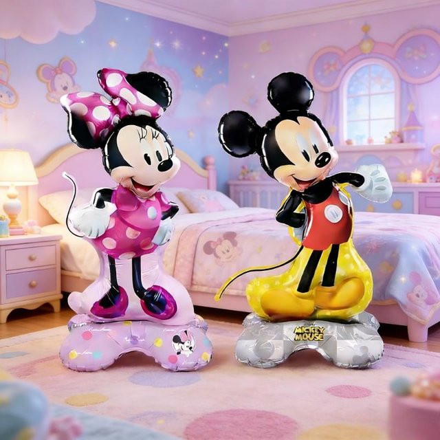 Disney Mickey und Minnie Partydekoration Set mit aufblasbarer Figur und Wimpel, mehrfarbig, 2 Stück - Bild 1