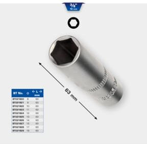 Brilliant Tools 3/8 Zoll Sechskant-Stecknuss in Silber aus Chrom-Vanadium mit 10 mm - Bild 2