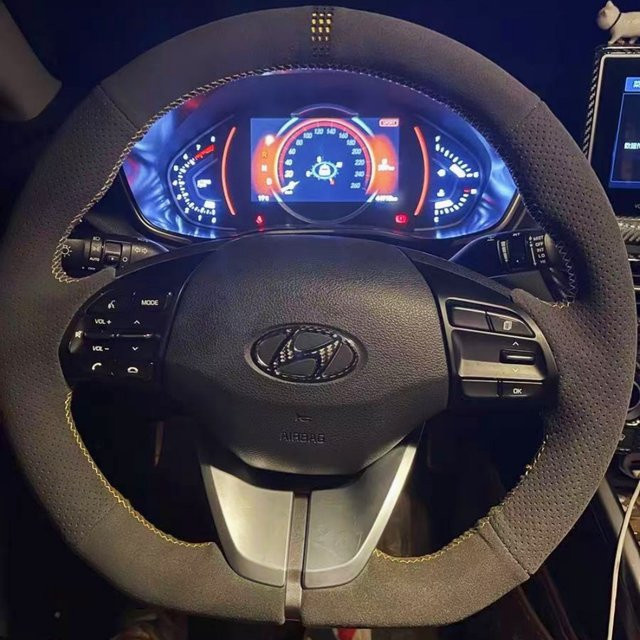 GKMHiR Lenkradabdeckung aus Wildleder zum Selbernähen in Schwarz für Hyundai Elantra (Modelljahre 2016-2019) - Bild 1