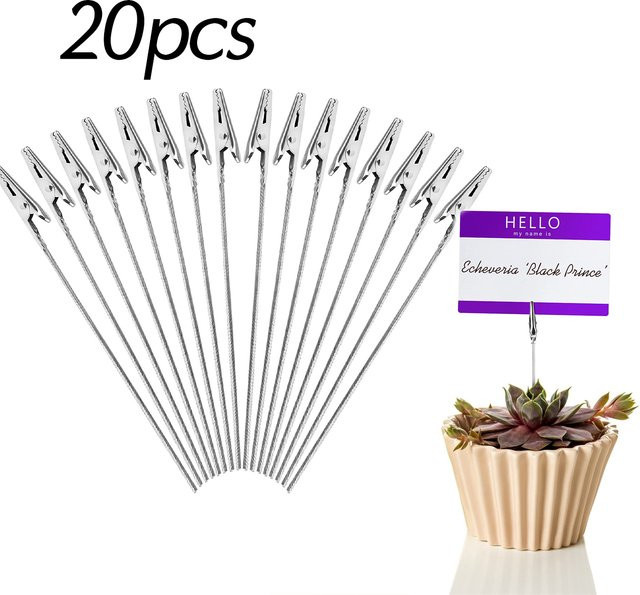 20 Stück Metall Alligator Clips mit langem Drahtstiel in Silber als Foto- und Memo-Halter für DIY-Projekte - Bild 1
