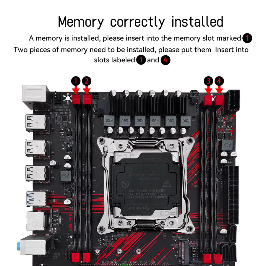 MACHINIST X99 PR8 Motherboard mit DDR3 RAM-Speicher und NVMe M.2 SSD Unterstützung in Schwarz - Bild 5
