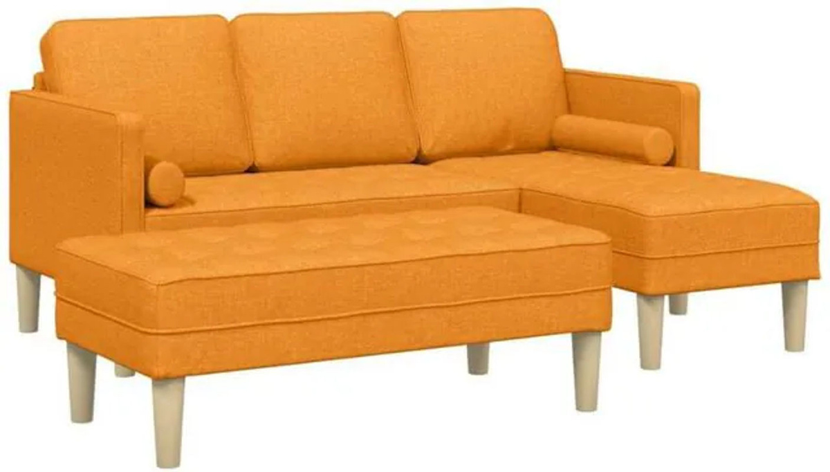vidaXL Ecksofa Set aus 2 Teilen in Gelb und Orange, modernes Design aus Polyester, B/T/H: 173 x 131 x 67 cm - Bild 1