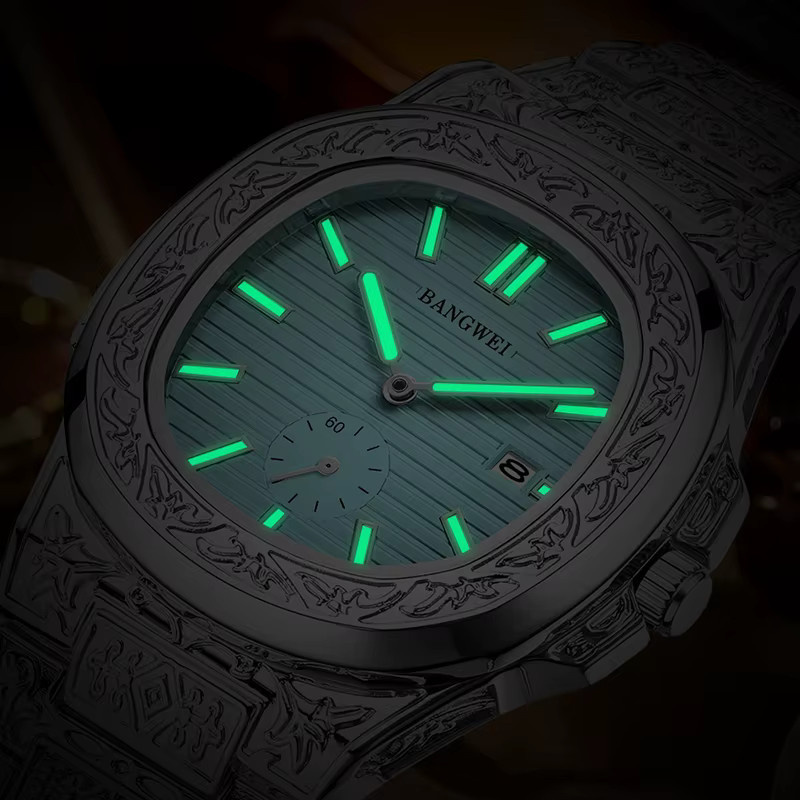 BANGWEI Armbanduhr Edelstahl, Quarz, Blau, Herren - Bild 3
