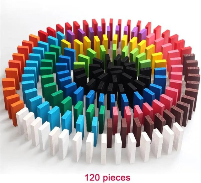Holz-Domino-Spielzeug, Regenbogen-Dominoes, Bunt, ab 4 Jahren - Bild 1
