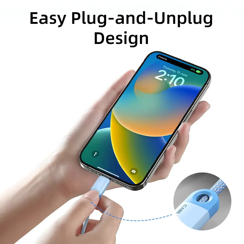 CABLETIME USB A auf USB C Kabel für 100W Schnellladung, kompatibel mit Huawei Mate 60, Honor und Xiaomi, Schwarz/Blau - Bild 4