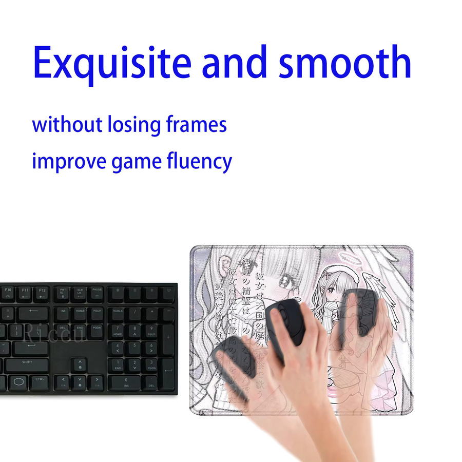 Niedliches Anime Engel-Mädchen Mauspad in Rosa für Laptop und Gaming-Schreibtisch - Bild 3