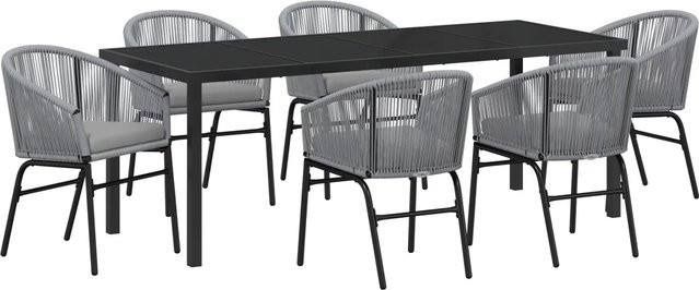 vidaXL Garten Essgruppe 7-teilig aus Poly Rattan und Stahl in Anthrazit Grau - Bild 1