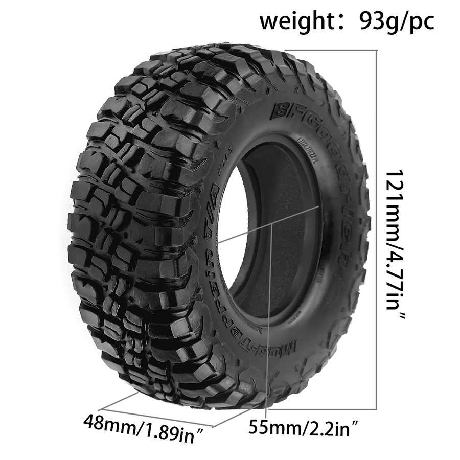 2,2" Crawler Reifen Gummireifen für 1/10 RC Auto, Schwarz - Bild 2