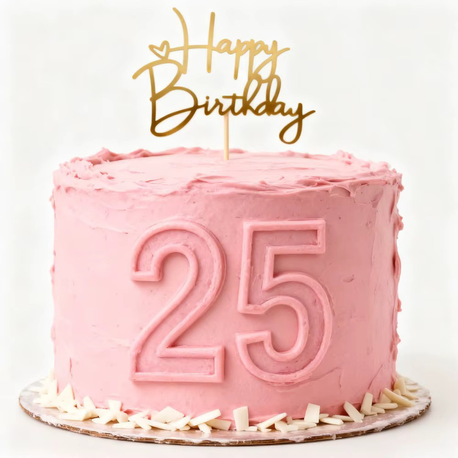 Goldener Glitzer-Kuchenaufsatz Happy Birthday als funkelnde Geburtstagskuchen-Dekoration in Gold - Bild 2