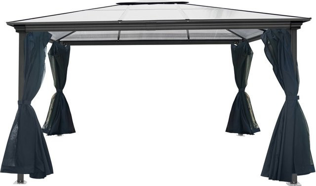 LovingHome Gartenpavillon aus Aluminium und Polycarbonat in Anthrazit, B/T/H: 400 x 300 x 207 cm - Bild 1