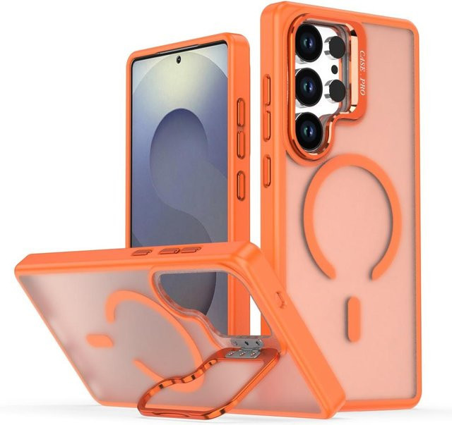 MagSafe Magnetische Hülle mit Metall-Linsenschutz für Samsung Galaxy A55 A35 A25 A15 A05s A56 A36 A26 A16 A06 A17 A07 in Transparent oder Orange - Bild 1