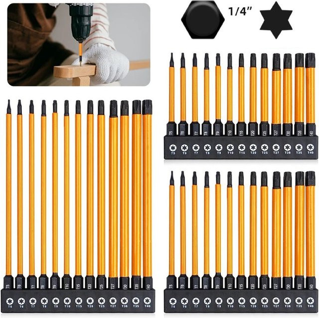 Binoax 13-teiliges Torx-Sicherheits-Bit-Set mit Magnetfunktion für Shark Vacuum T4 bis T40, Längen: 50 mm, 100 mm und 150 mm - Bild 1