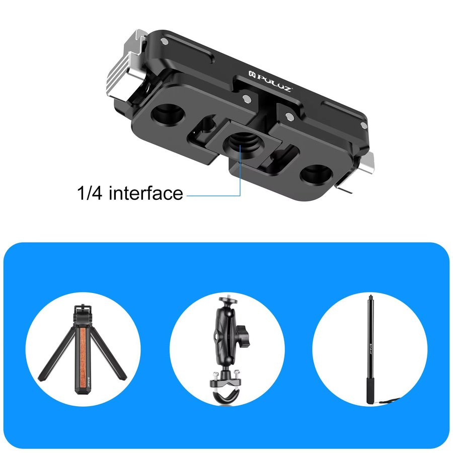 PULUZ Magnetische Schnellverschluss-Basishalterung aus Aluminiumlegierung für Insta360 GO Ultra in Schwarz - Bild 2