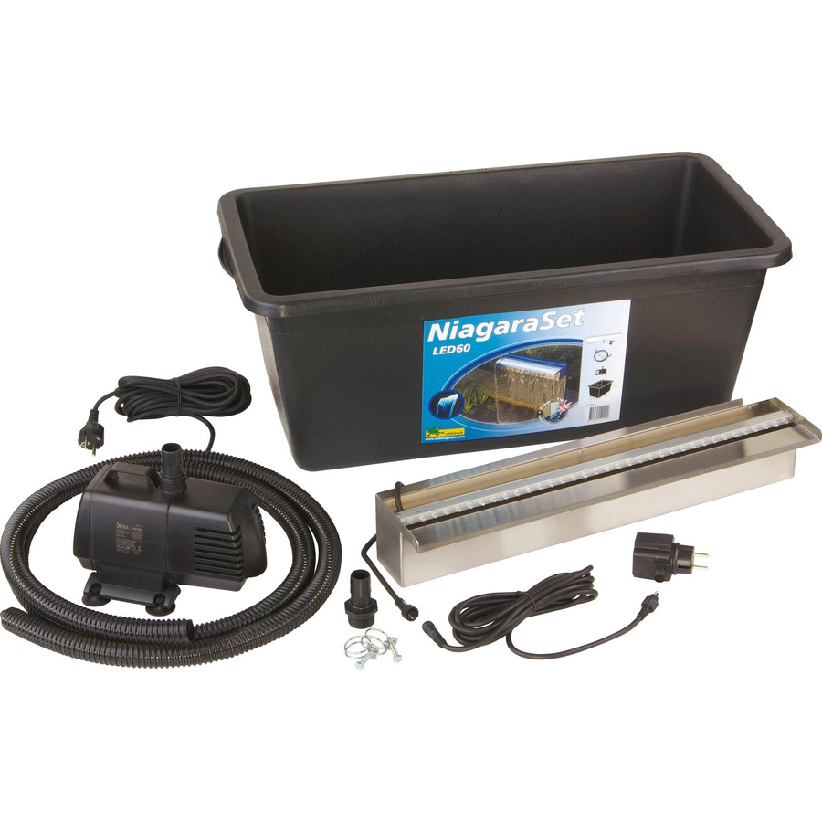 Ubbink Niagara 60 LED Wasserfall-Set aus Edelstahl in Silber mit Pumpe und Beleuchtung, Breite: 60 cm - Bild 2