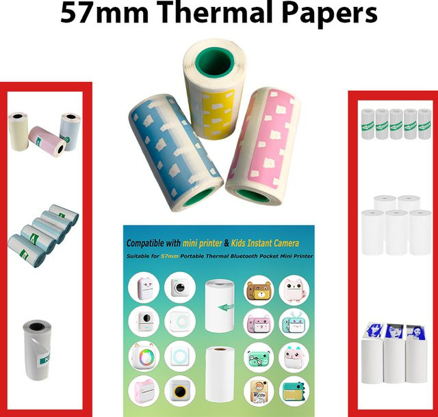 PeriPage Thermo-Normalpapier Rollen für tragbare Mini-Drucker, Breite: 57 mm - Bild 1