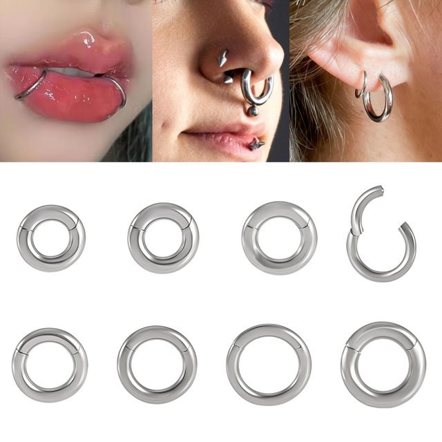 Rafflesia Hoop Ohrringe, Edelstahl, Silber, Unisex - Bild 1