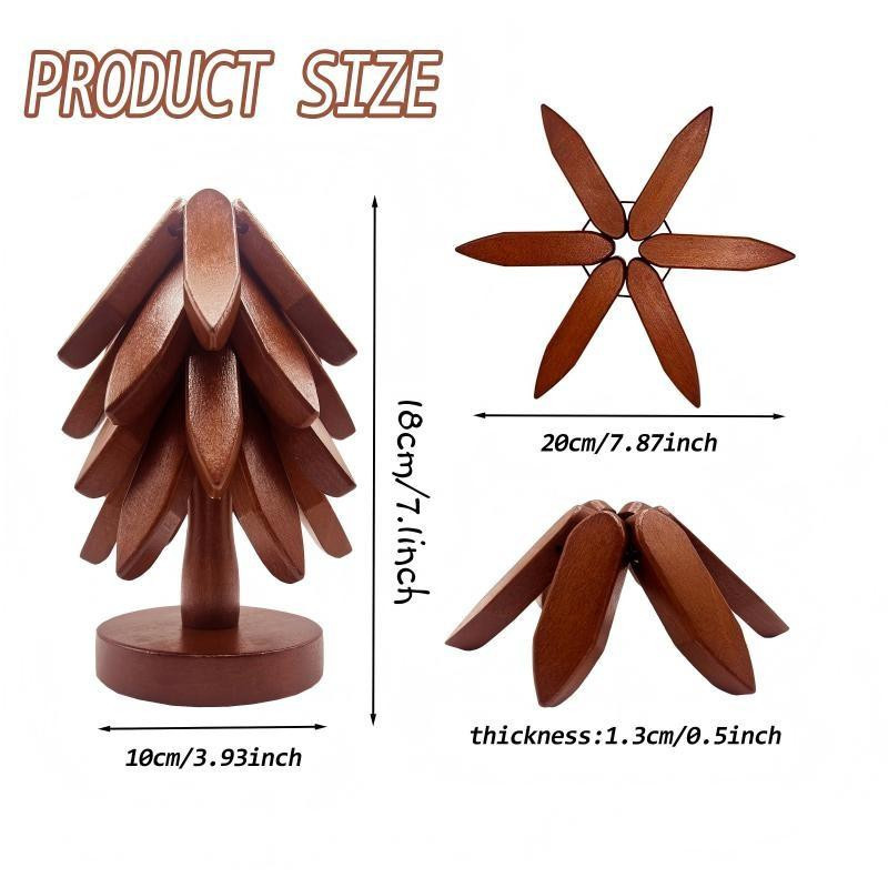 Meiteai-Home Tischset aus Holz im japanischen Stil mit Baumdesign und Ständer, braun - Bild 2