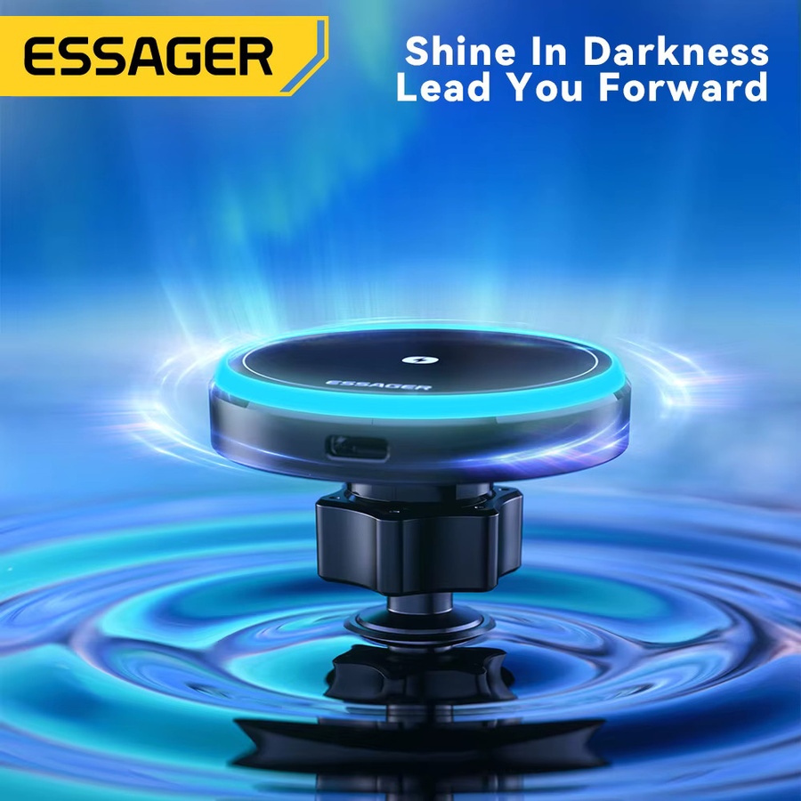 Essager RGB Magnetischer Autotelefonhalter mit 15W Qi Drahtlosem Ladegerät in Schwarz und Multicolour für iPhone und Samsung Smartphones - Bild 5