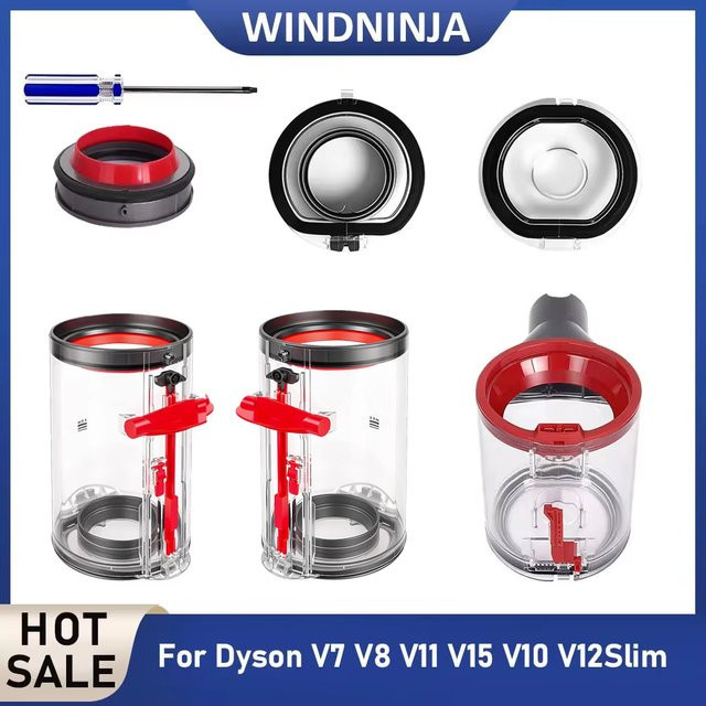 Dyson Ersatz Staubbehälter mit Dichtungsring und Bodendeckel in Transparent für V7 V8 V10 V11 V12 Slim V15 Staubsauger - Bild 1