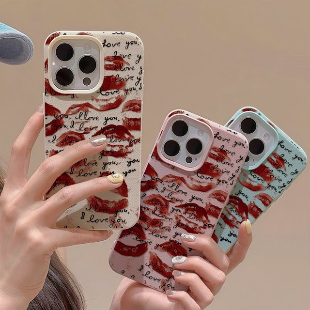 Stoßfeste Silikon-Handyhülle mit rotem Lippen-Design für Apple iPhone 11 bis 17 Pro Max, Farbe: Rot/Weiß - Bild 1