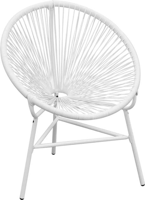 Furnicato Garten-Mondstuhl aus weißem Poly-Rattan mit pulverbeschichtetem Stahlgestell, B/T/H: 87 x 66 x 69 cm - Bild 1