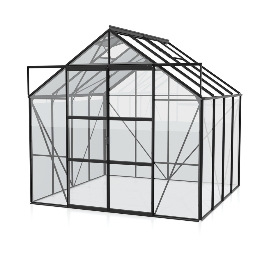 Vitavia Gewächshaus Uranus 6700 in Schwarz mit ESG-Sicherheitsglas und Doppelschiebetür, B: 257 cm, T: 258 cm, H: 248 cm - Bild 4