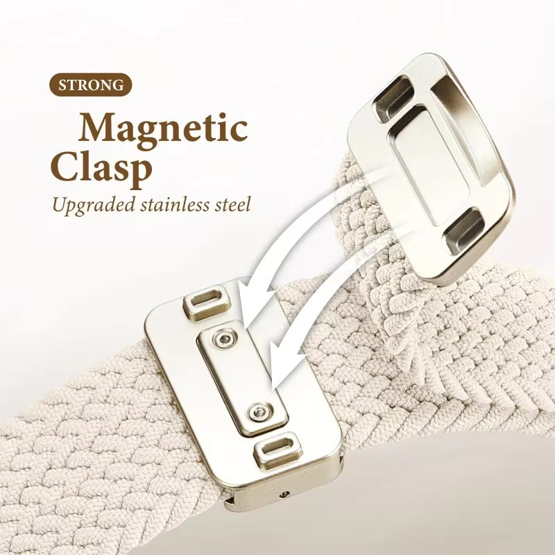 Magnetisches Nylonarmband, Textil/NATO, Weiß, Unisex - Bild 3