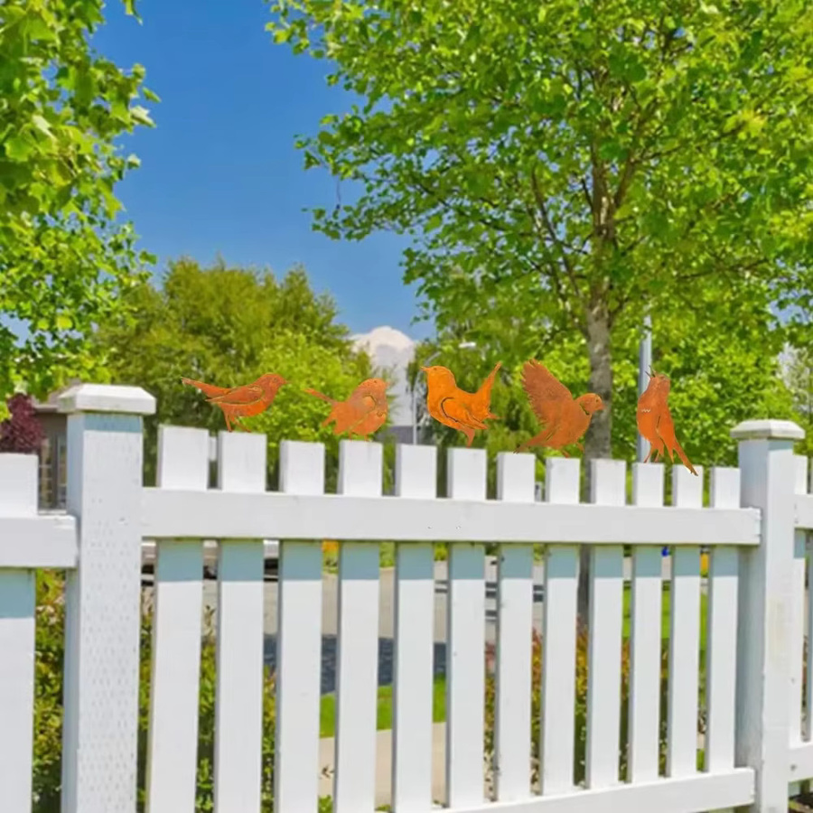 CIFBUY Rostige Vogelsilhouette aus Metall als rustikale Gartenkunst in Braun für deinen Hof und deine Terrasse - Bild 3
