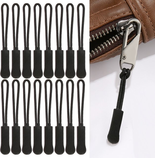 Reißverschluss Verlängerung Tags mit Zugschlaufe in Schwarz für Taschen und Outdoor-Ausrüstung - Bild 1