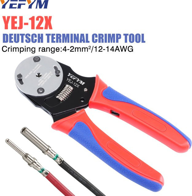 YEFYM Deutsch Crimp Tool YEJ-12X/16X/20X 4-Wege-Einkerbinder Crimpzange mit geschlossenem Zylinder für Deutsch Solid Contacts - Bild 1