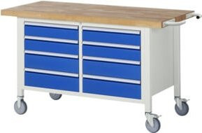 Rau Fahrbare Werkbank 8477 mit 8 Schubladen in Grau und Multicolour, B/T/H: 150 x 70 x 88 cm - Bild 1