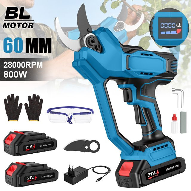 Kabellose elektrische Gartenschere von Makita mit 60 mm bürstenlosem Schneidwerkzeug und automatischer Geschwindigkeitsregelung in Blau, kompatibel mit Makita LXT 21V Akku - Bild 1