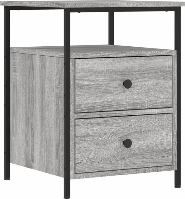 vidaXL Nachttisch im Industrie-Stil aus Holzwerkstoff und Eisen, Grau, B/T/H: 45 x 45 x 60 cm - Bild 1
