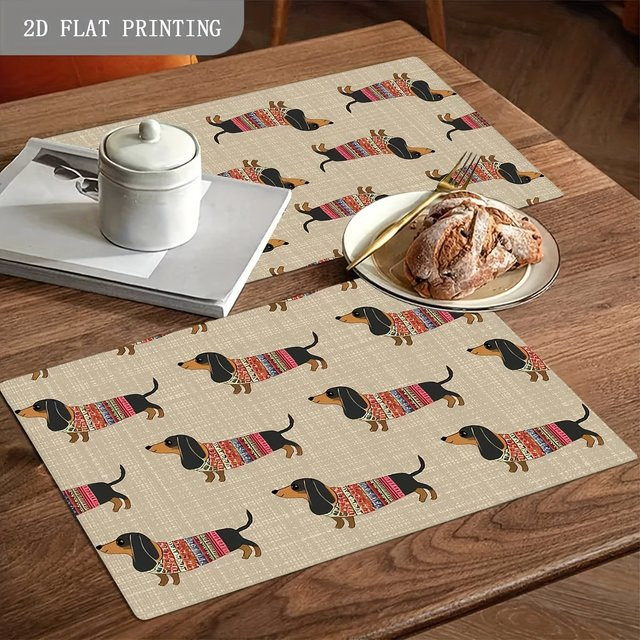 VIKAMA Tischsets mit Dackel Hund Motiv für Restaurant und Küche - Bild 1