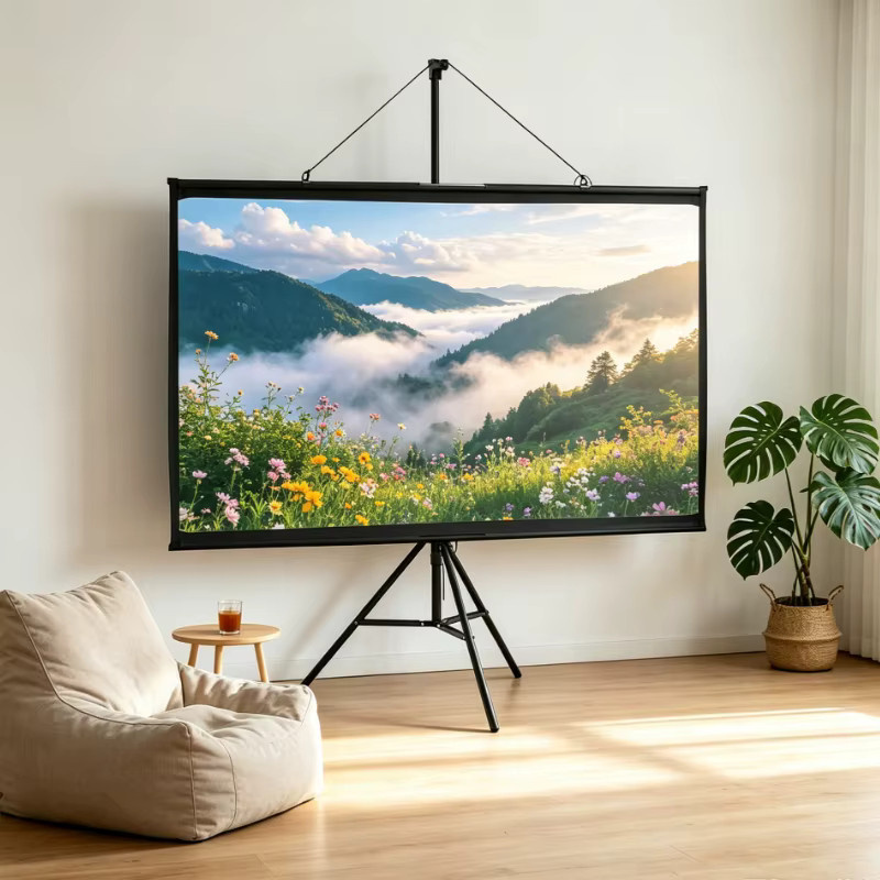Haushalts-Projektionsbildschirm mit Stativ, 60 Zoll, 4:3 Format, freistehendes Stützgestell für Innenprojektionen - Bild 2